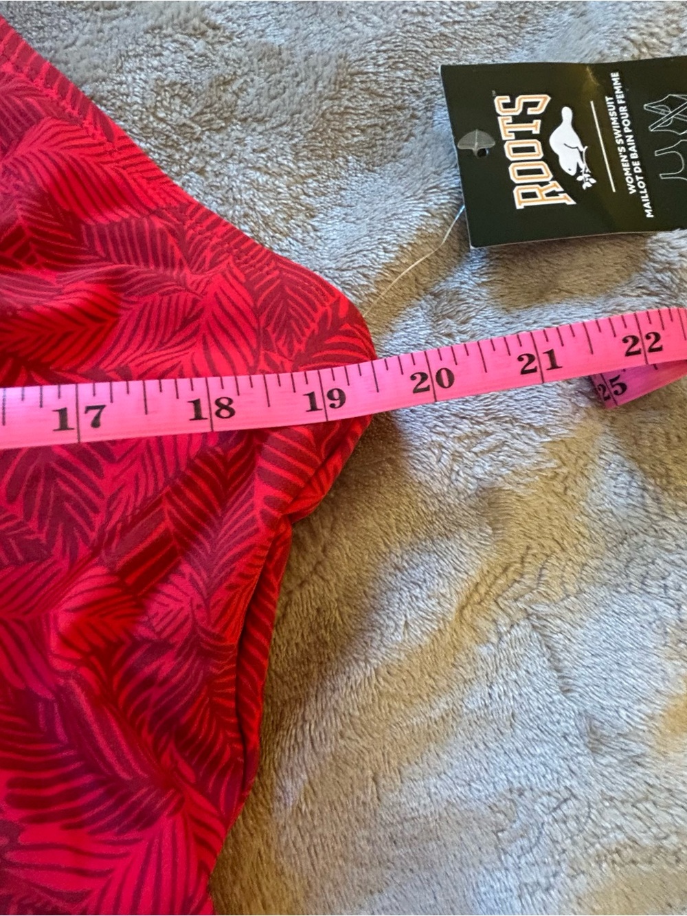 NWT Roots Red Leaf-Pattern One-Piece Swimsuit Size 18 - Picture 8 of 9